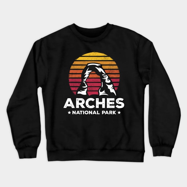 Retro Arches National Park Delicate Arch Utah Gift Crewneck Sweatshirt by HCMGift